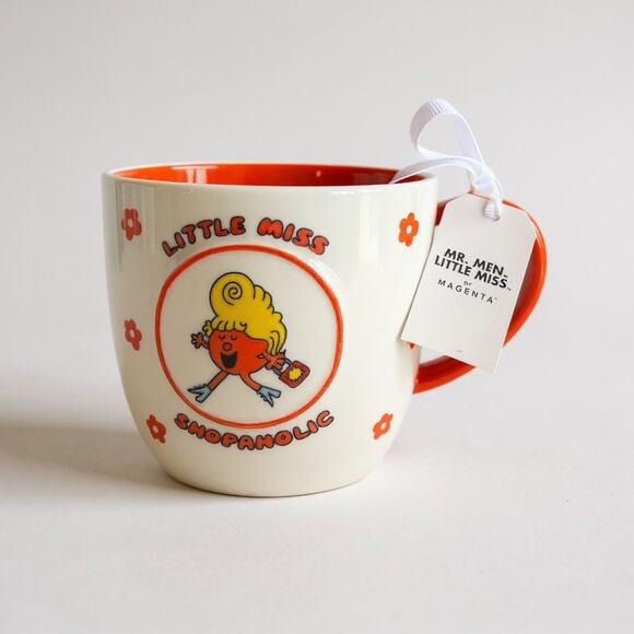 Mr Men Little Miss Shopaholic Mug Ceramic Coffee Cup Orange Cute Retro Gift NWT - Picture 1 of 5